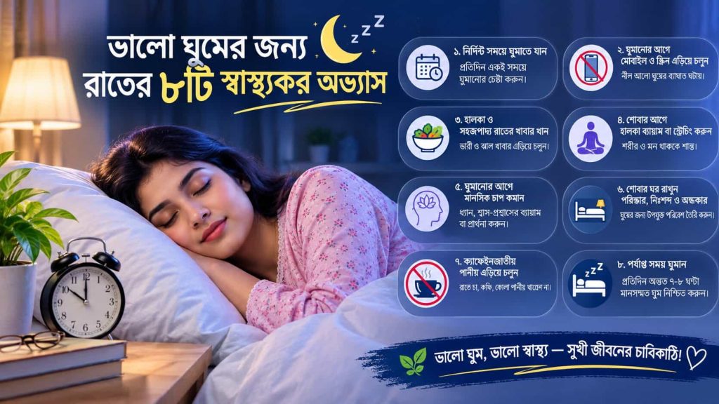 ভালো ঘুমের জন্য রাতের ৮টি স্বাস্থ্যকর অভ্যাস