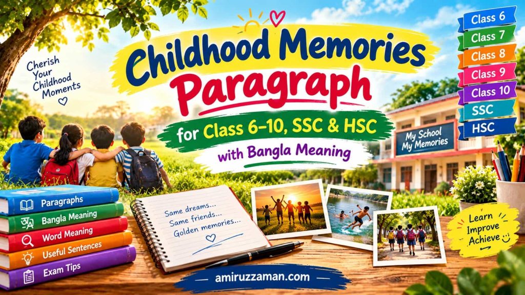 Childhood Memories Paragraph for Class 6 to 10, SSC and HSC with Bangla Meaning, Word Meaning and Exam Tips