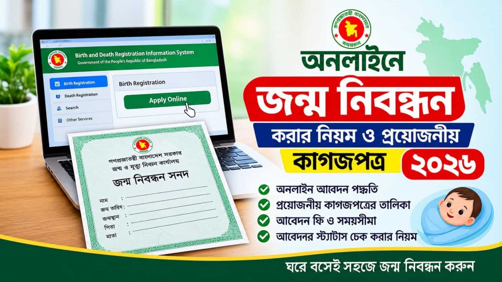 অনলাইনে জন্ম নিবন্ধন করার নিয়ম ও প্রয়োজনীয় কাগজপত্র ২০২৬