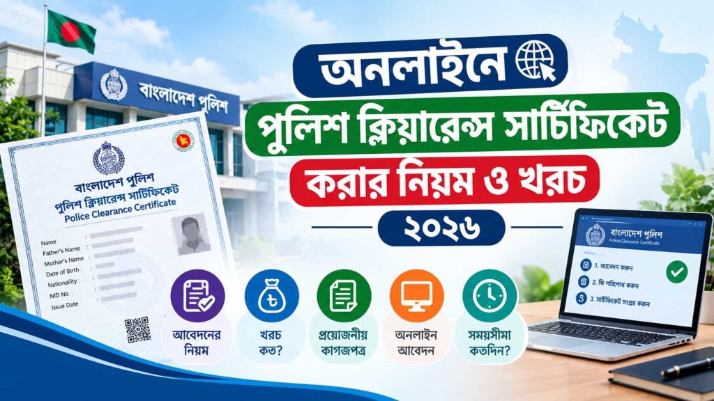 অনলাইনে পুলিশ ক্লিয়ারেন্স সার্টিফিকেট করার নিয়ম ও খরচ ২০২৬ বাংলাদেশ